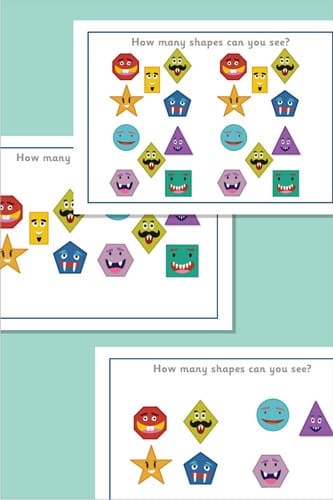 2D Shapes Counting / Estimation Cards