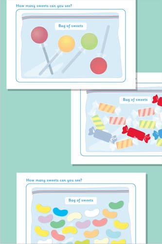 Counting / Estimating Sweets Flash Cards