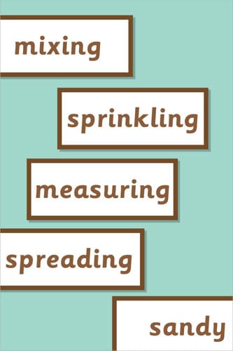 Mud Kitchen Vocabulary Labels