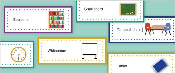 Editable 'Things Around The Classroom' Labels