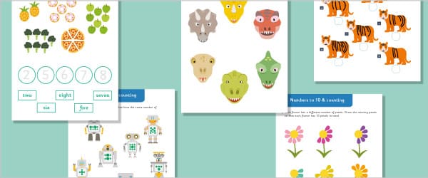 Numbers to 10 & Counting KS1 Maths Worksheets