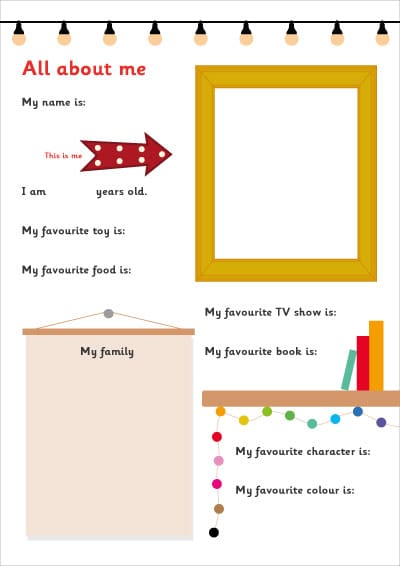 EYFS All About Me Form