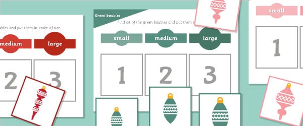 Christmas Bauble Size Sorting Game