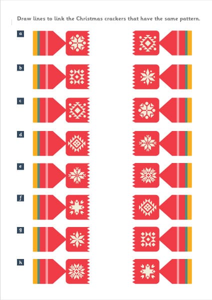 Christmas Cracker Pattern Matching Worksheet