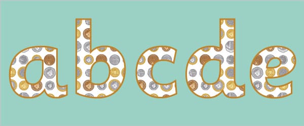 Printable Coin Display Letters & Numbers