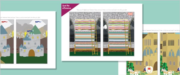 Princess & The Pea Spot The Difference - Printable Early Years ...