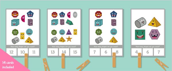 Count And Peg Activity: 2D & 3D Shapes (1-20) - Count And Peg Activity: 2D & 3D Shapes (1-20)