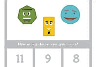 Count And Peg Activity: 2D & 3D Shapes (1-20)