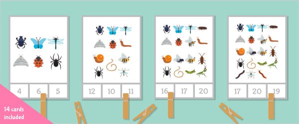 Minibeast Count & Peg Activity (Numbers 1-20)