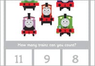 Count & Peg Activity: Trains (1-20)