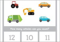 Count & Peg Activity: Vehicles (Numbers 1-20)