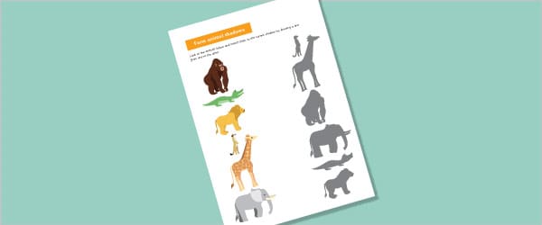 African Animals Shadow Matching Activity