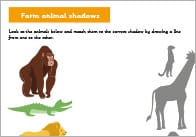 African Animals Shadow Matching Activity