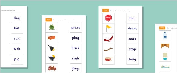 CVC Matching Worksheets