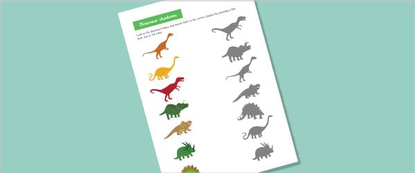 Dinosaur Shadow Matching Activity