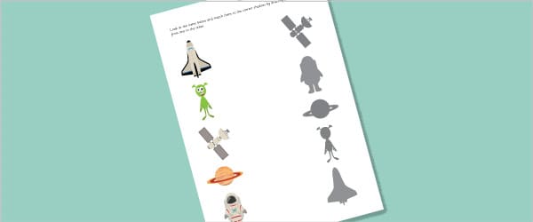 Space Shadow Matching Activity