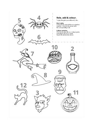 Halloween Role, Add & Colour Maths Game