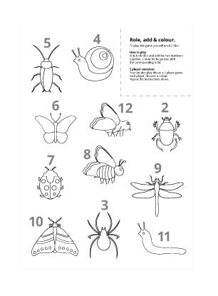 Minibeast Role, Add & Colour Maths Game