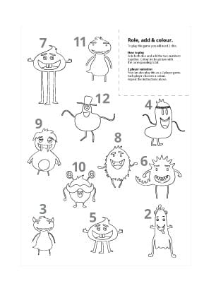 Monster Role, Add & Colour Dice Game