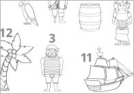 Pirate Role, Add And Colour Dice Game