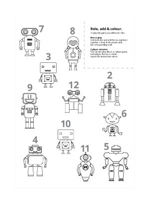 Robot Role, Add And Colour Maths Game
