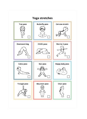 Yoga Stretches A4 Checklist