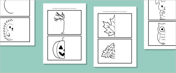 Free Autumn Printable – ‘Complete the Picture’ Drawing & Colouring Sheets