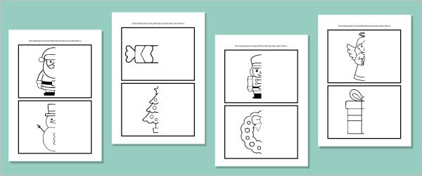 Free Christmas Printable – ‘Complete the Image’ Drawing & Colouring Sheets