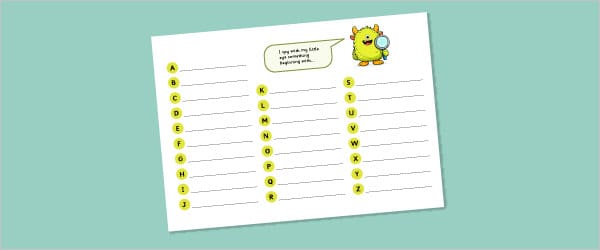 Alphabet I Spy worksheet